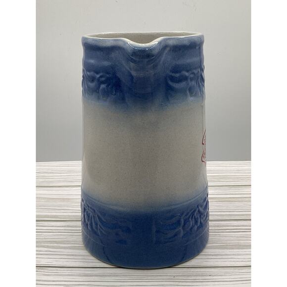 Red Wing Cherryband/ Cherry Band Stoneware Advertising Pitcher Prairie Wisconsin - Picture 2 of 9